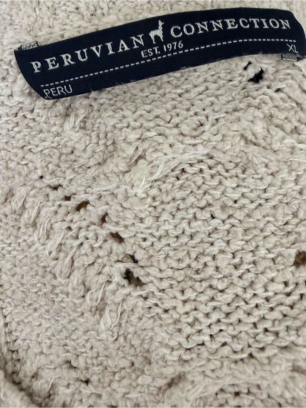 Peruvian Connection Oatmeal Pima Cotton Sweater XL - Picture 10 of 10